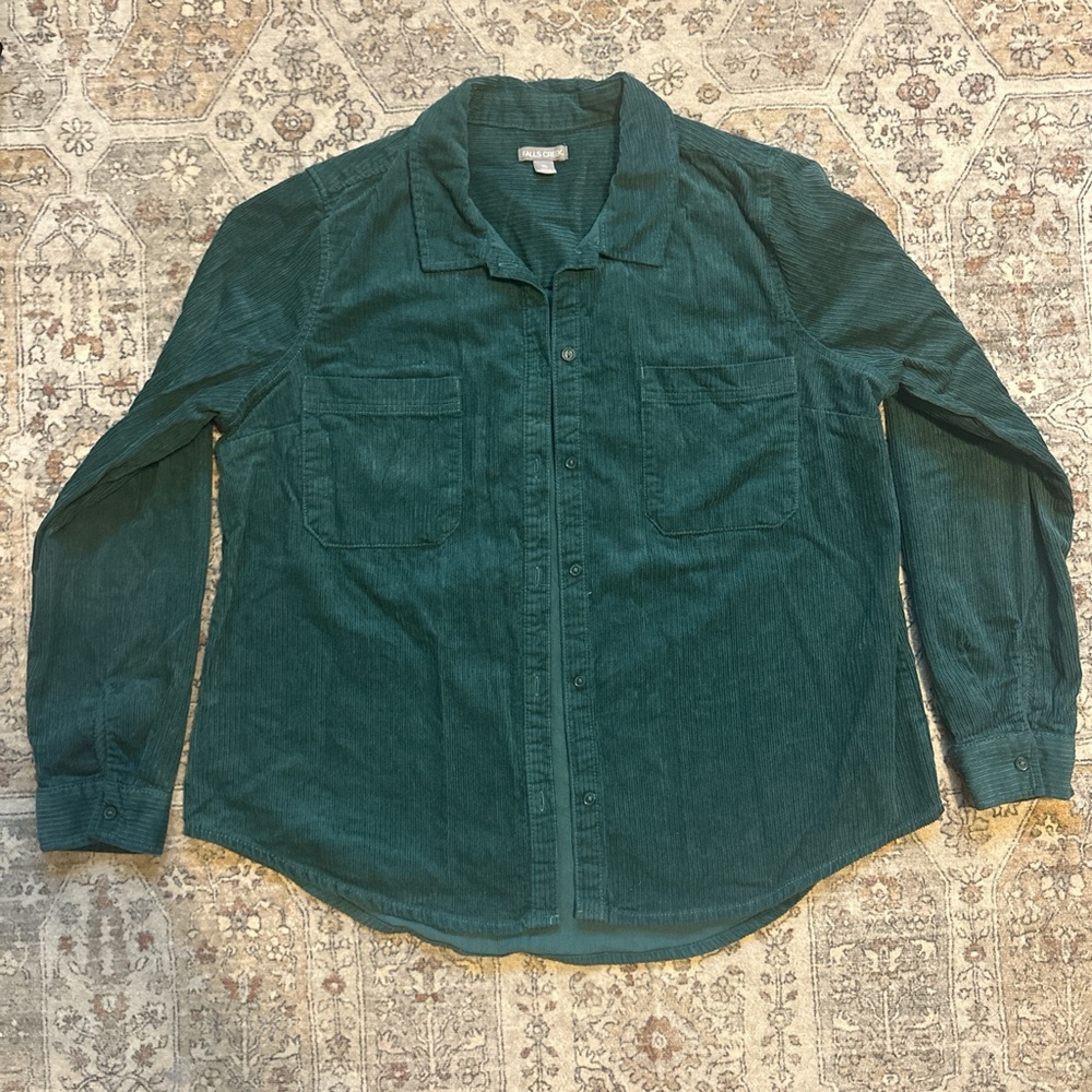 Teal Corduroy Button-Up Shirt